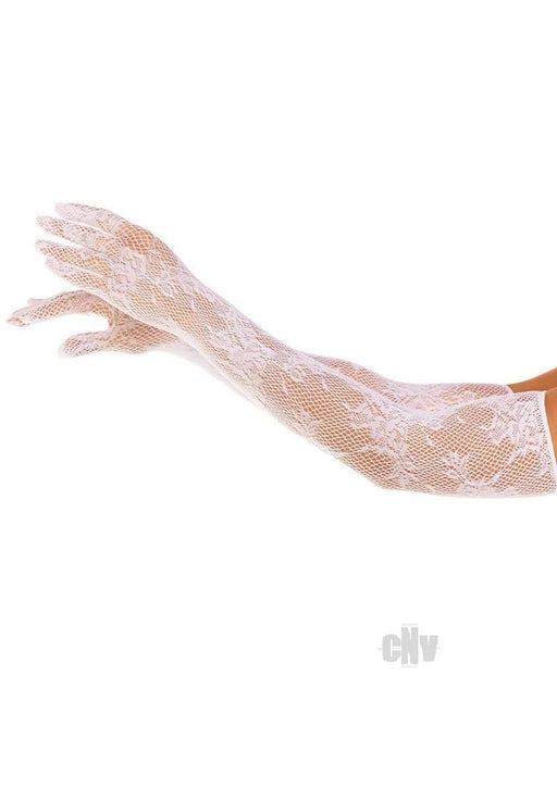 Seamless Opera floral Net Gloves Os Wht - SexToy.com