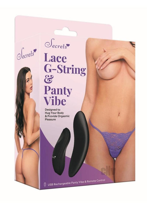 Secret Lace Gstring Panty Vibe Os Purple - SexToy.com