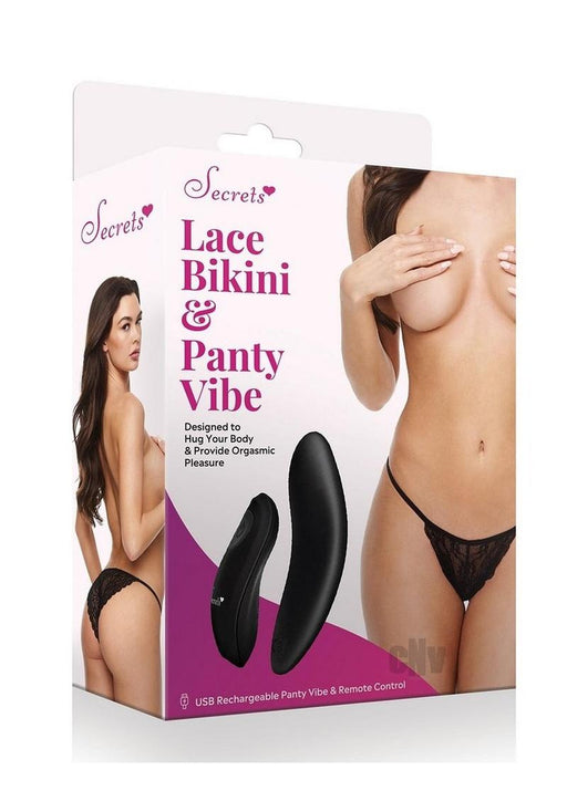 Secret Lace Panty Remote Vibe O/s Black - SexToy.com