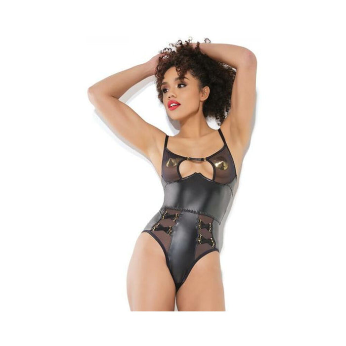 Sheer Crotchless Teddy Black Medium Hanging | SexToy.com