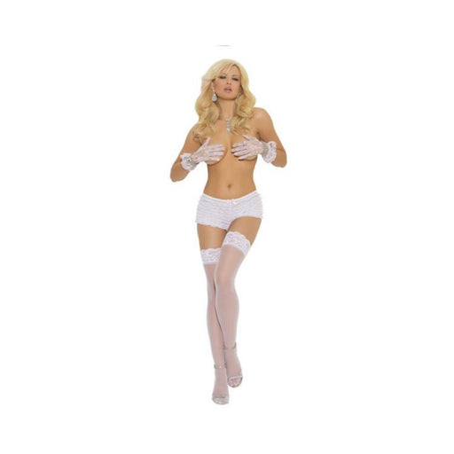 Sheer Lace Up Thigh Hi White O/s - SexToy.com