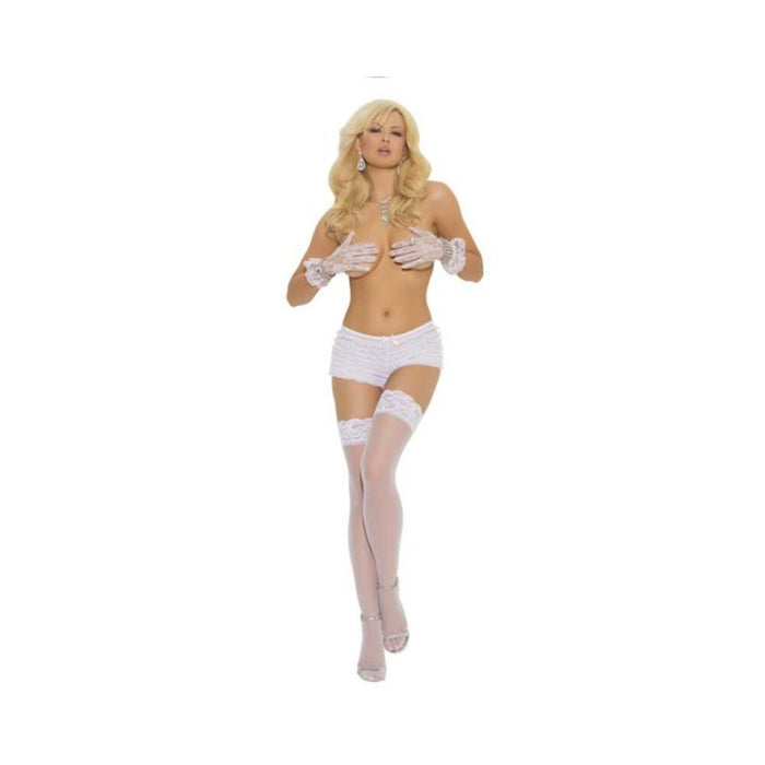 Sheer Lace Up Thigh Hi White O/s - SexToy.com