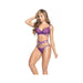 Sheer Mesh Cross Over Top W/adjustable Straps & Removable Strappy Panty Orchid M/l - SexToy.com