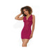 Sheer Mesh Ruched Side Chemise & G-string Raspberry Md - SexToy.com