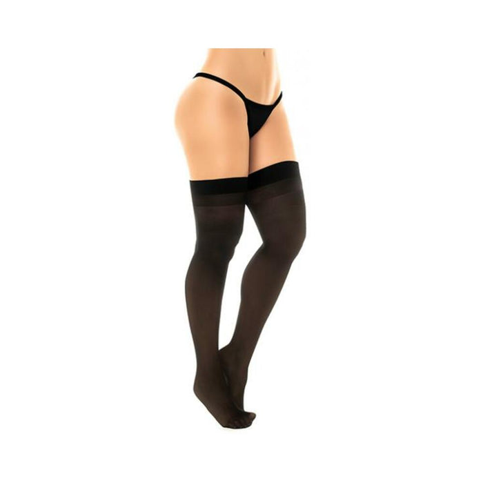 Sheer Thigh High Stockings Black O/s - SexToy.com