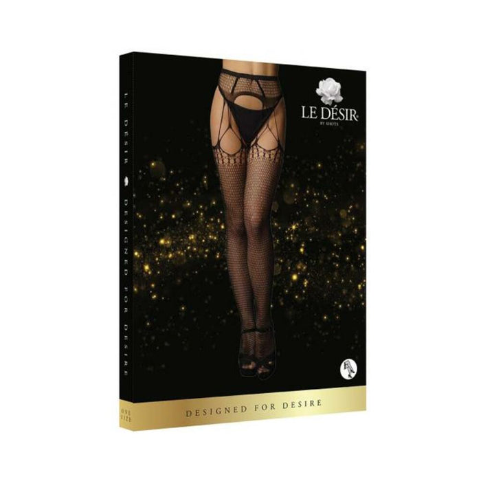 Shots Le Desir Celebrate Suspender Pantyhose Os Black | SexToy.com