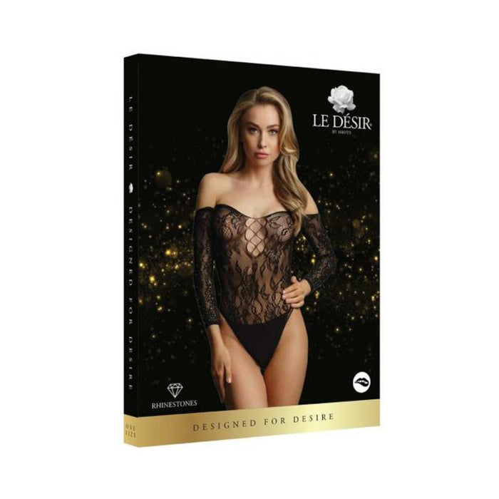 Shots Le Desir Wonder Rhinestone Bodysuit Os Black | SexToy.com