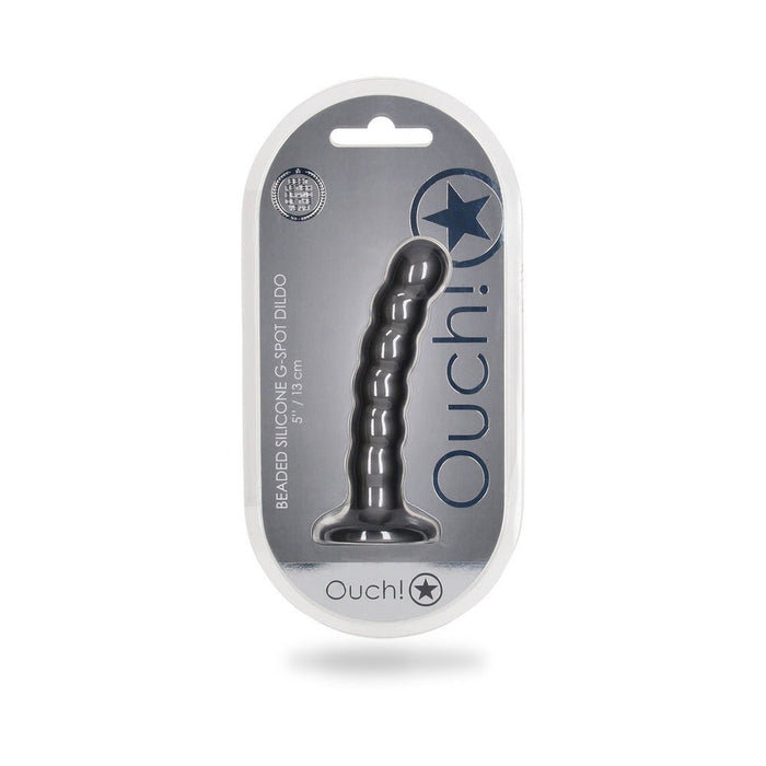 Shots Ouch! Beaded Silicone 5 In. G-spot Dildo Gunmetal - SexToy.com