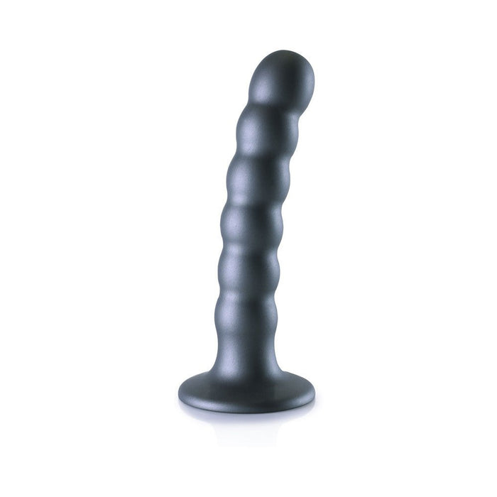 Shots Ouch! Beaded Silicone 5 In. G-spot Dildo Gunmetal - SexToy.com