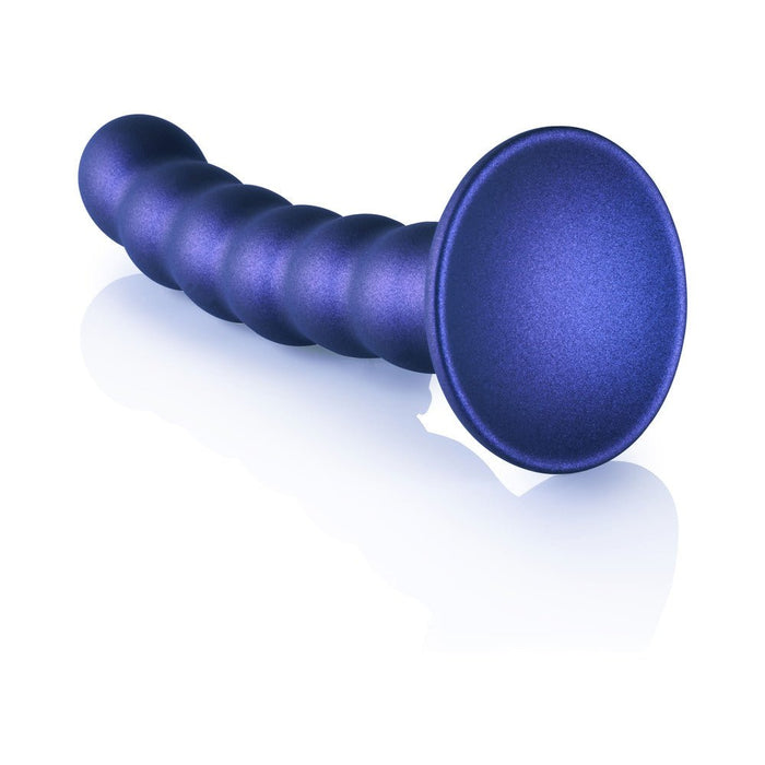 Shots Ouch! Beaded Silicone 5 In. G-spot Dildo Metallic Blue - SexToy.com