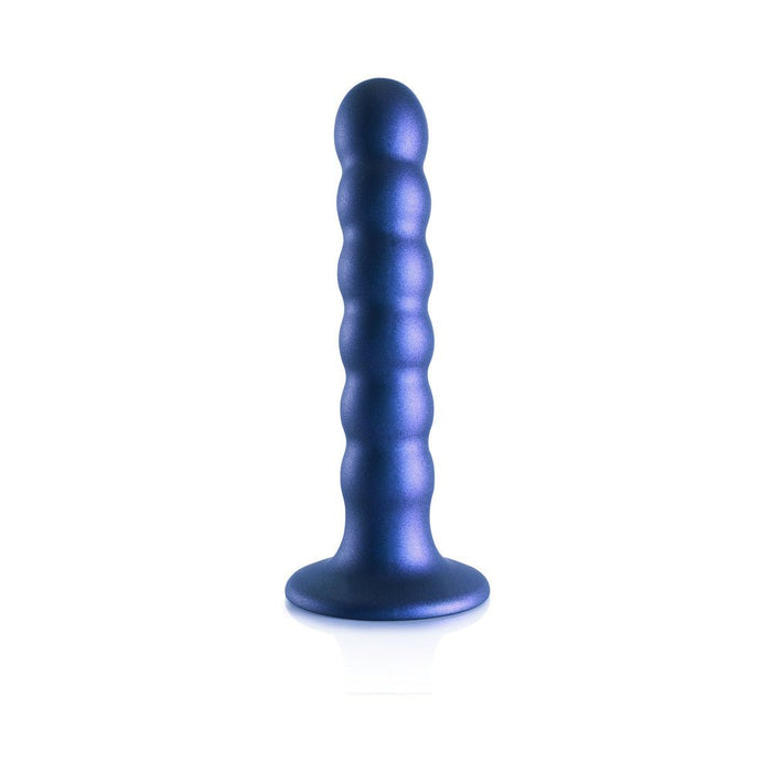 Shots Ouch! Beaded Silicone 5 In. G-spot Dildo Metallic Blue - SexToy.com