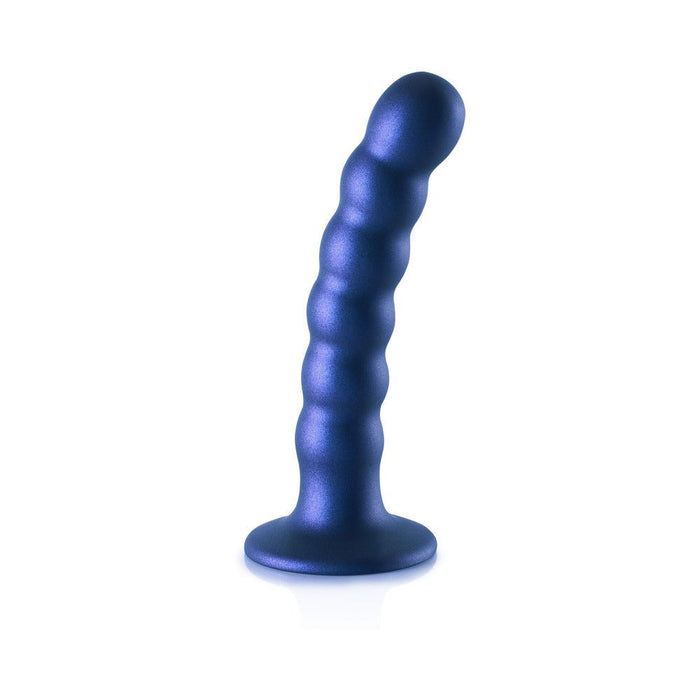 Shots Ouch! Beaded Silicone 5 In. G-spot Dildo Metallic Blue - SexToy.com