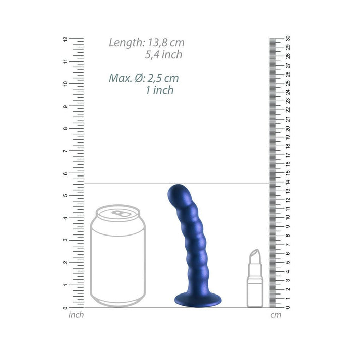 Shots Ouch! Beaded Silicone 5 In. G-spot Dildo Metallic Blue - SexToy.com