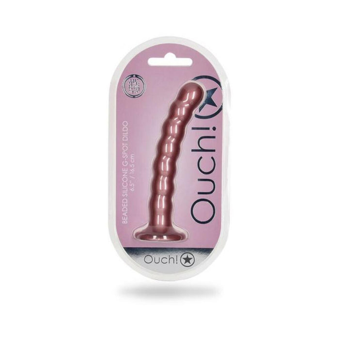 Shots Ouch! Beaded Silicone 6.5 In. G-spot Dildo Rose Gold - SexToy.com