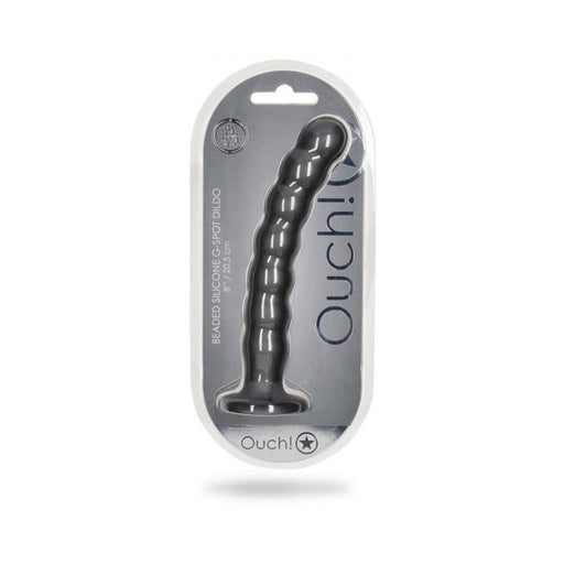 Shots Ouch! Beaded Silicone 8 In. G-spot Dildo Gunmetal | SexToy.com