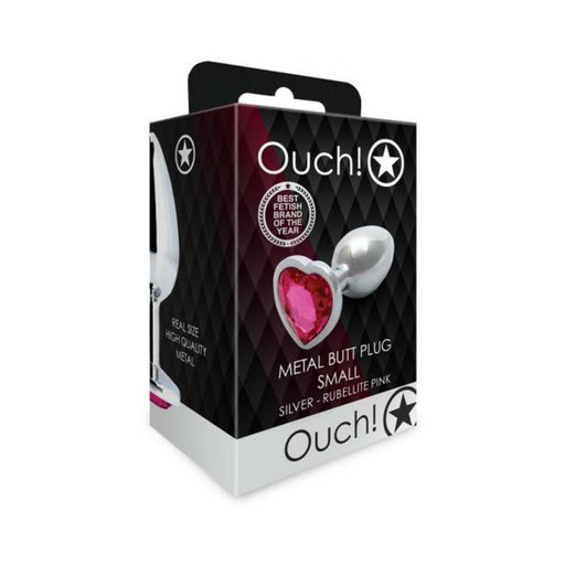 Shots Ouch! Heart Gem Butt Plug Small Silver/rubellite Pink | SexToy.com