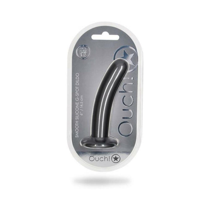 Shots Ouch! Smooth Silicone 6 In. G-spot Dildo Gunmetal | SexToy.com