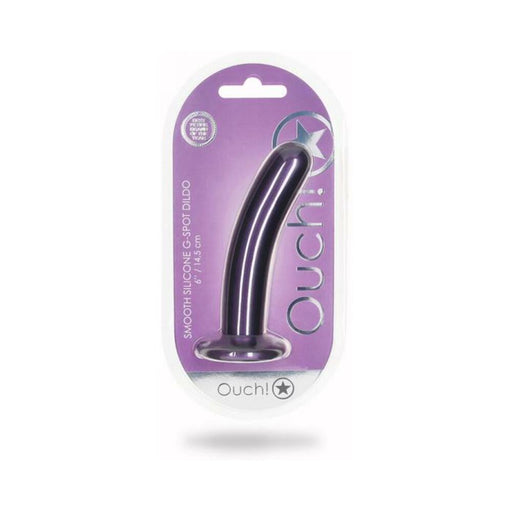 Shots Ouch! Smooth Silicone 6 In. G-spot Dildo Metallic Purple | SexToy.com