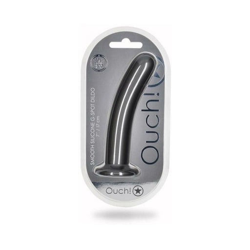 Shots Ouch! Smooth Silicone 7 In. G-spot Dildo Gunmetal | SexToy.com