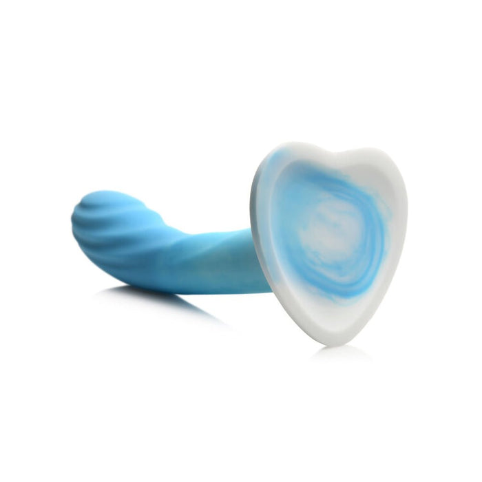 Simply Sweet Rippled 7 In. Silicone Dildo Blue/white - SexToy.com