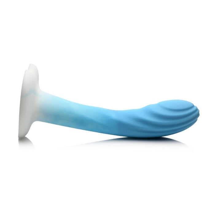 Simply Sweet Rippled 7 In. Silicone Dildo Blue/white - SexToy.com