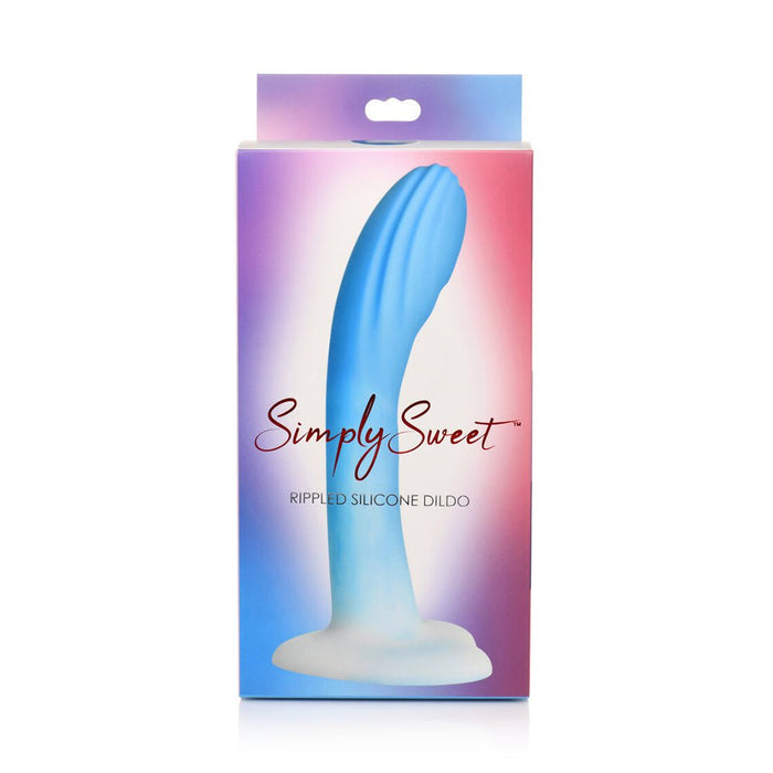 Simply Sweet Rippled 7 In. Silicone Dildo Blue/white - SexToy.com