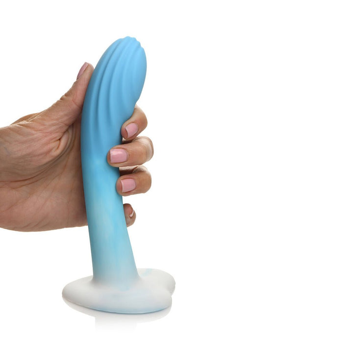 Simply Sweet Rippled 7 In. Silicone Dildo Blue/white - SexToy.com