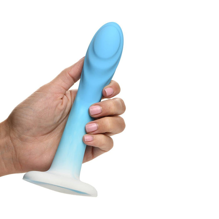 Simply Sweet Rippled 7 In. Silicone Dildo Blue/white - SexToy.com