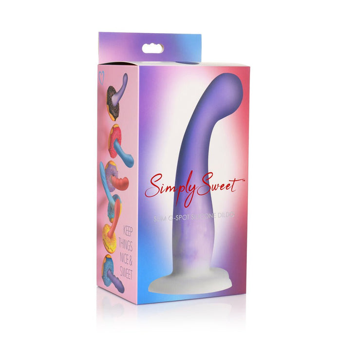 Simply Sweet Slim G-spot 7 In. Silicone Dildo Purple/white - SexToy.com