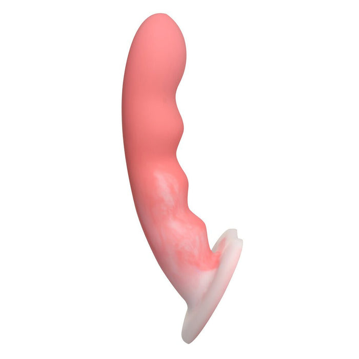 Simply Sweet Wavy 8 In. Silicone Dildo Pink/white - SexToy.com