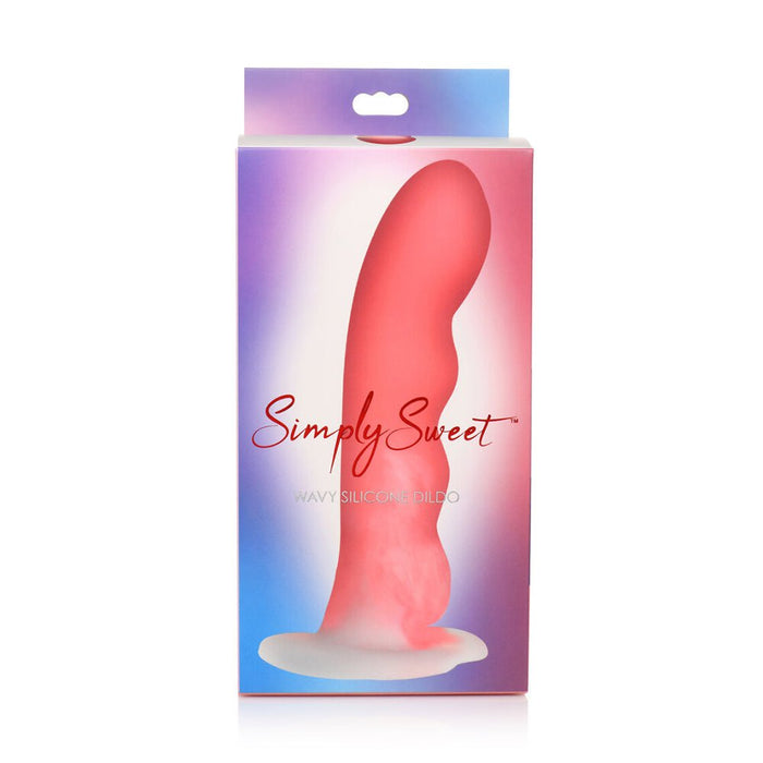 Simply Sweet Wavy 8 In. Silicone Dildo Pink/white - SexToy.com