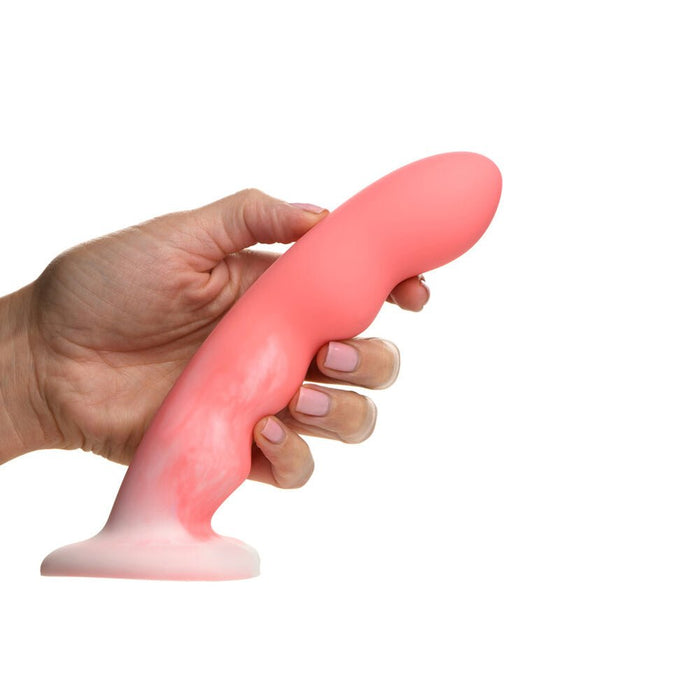 Simply Sweet Wavy 8 In. Silicone Dildo Pink/white - SexToy.com