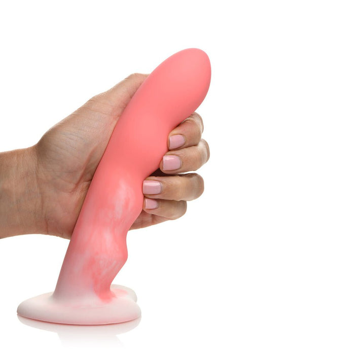 Simply Sweet Wavy 8 In. Silicone Dildo Pink/white - SexToy.com