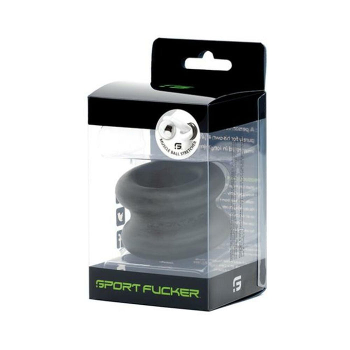 Sport Fucker Silicone Muscle Ball Stretcher - Black - SexToy.com