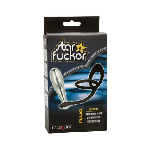 Star Fucker Glider Gem Plug W/silicone Enhancer - Black - SexToy.com