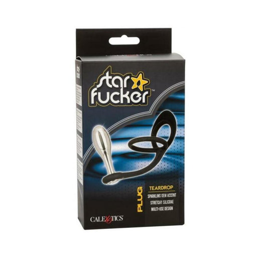 Star Fucker Teardrop Gem Plug W/silicone Enhancer - Black - SexToy.com