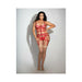 Strappy Elastic Garter Dress W/front Zipper Closure & G-string Red Qn - SexToy.com