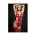 Strappy Garter Teddy W/keyhole Cups & Stockings Red O/s - SexToy.com