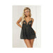 Stretch Lace Babydoll W/underwire Cups & G-string Black Sm - SexToy.com