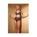 Striped Mesh Bra & High Waist Thong Black Md - SexToy.com