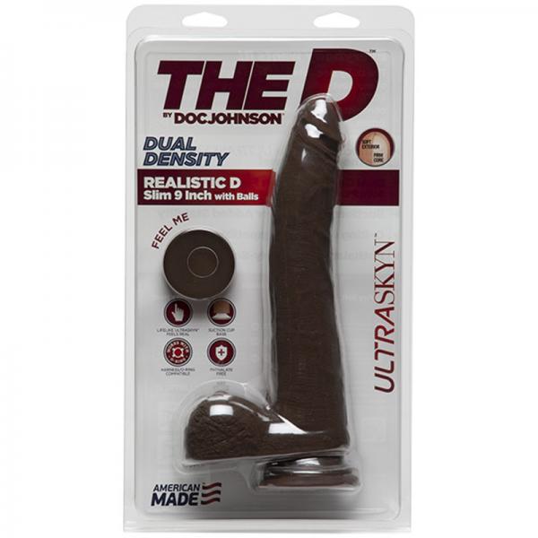 The Realistic D Slim W/balls 9 Chocolat | SexToy.com