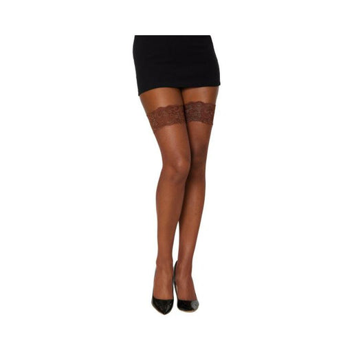 Thigh Highs Fishnet W/ Back Seams Espresso O/s - SexToy.com