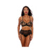 Two Tone Scalloped Lace Bra, High Waist Garter Belt & G-string Black/silver Xl - SexToy.com