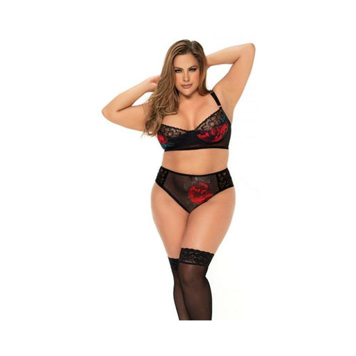 Underwire Bra Top & High Waisted Bottom Black 1x/2x - SexToy.com