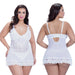 Valentine Lacey Babydoll With G-String-White X-Large - SexToy.com