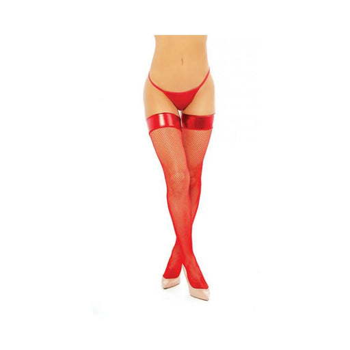 Vinyl Top Fishnet Stocking Red O/s - SexToy.com