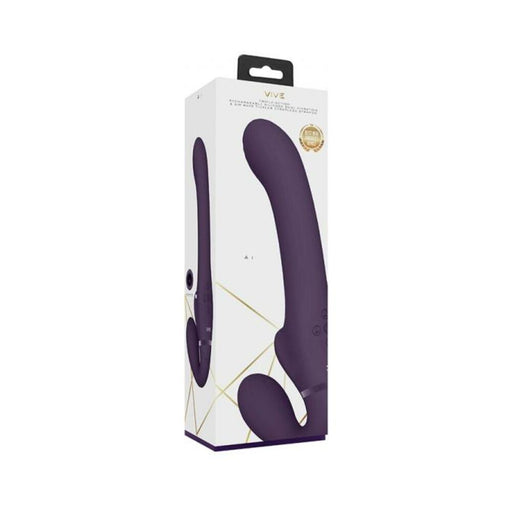 Vive Ai Rechargeable Dual Vibrating & Air Wave Tickler Silicone Strapless Strapon Purple - SexToy.com