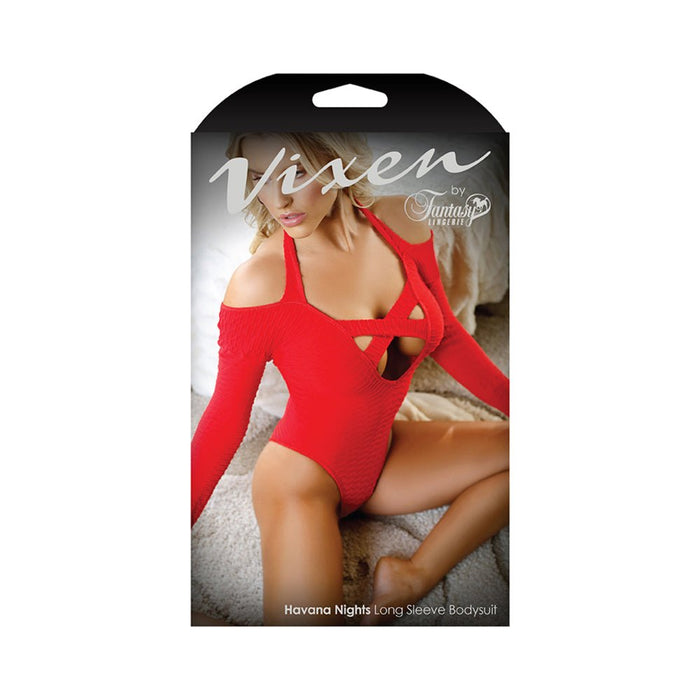 Vixen Havana Nights Halter Long Sleeve Bodysuit With Snap Closure L/xl | SexToy.com