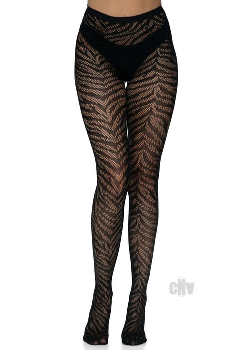 Zebra Net Tights - One Size - Black - SexToy.com