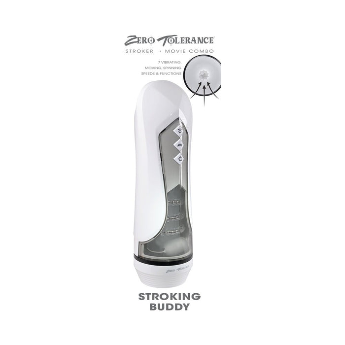 Zero Tolerance Stroking Buddy Rechargeable Vibrating Stroker White - SexToy.com